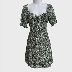 Altar'd State Floral Babydoll Mini Dress Women's Size M Green White Y2K Coquette